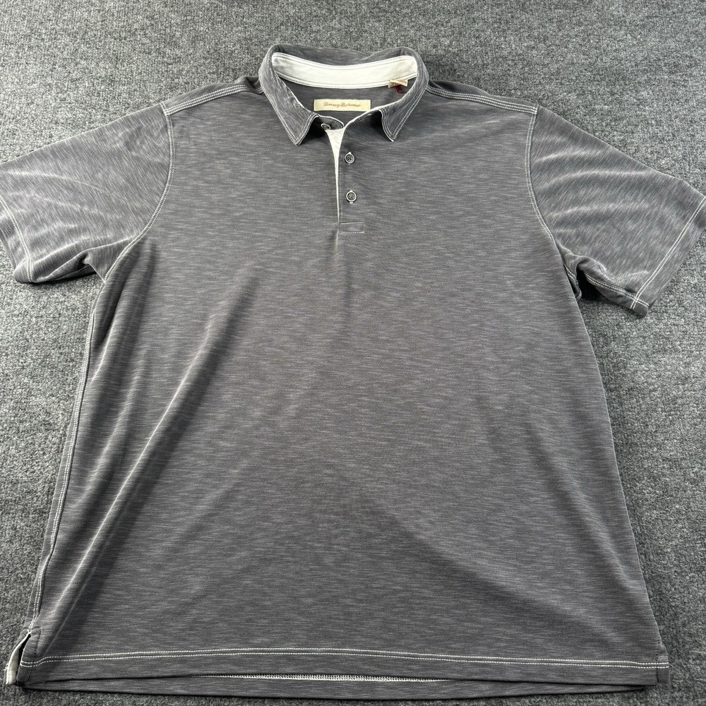 Tommy Bahama Men's‎ Polo Shirt Gray Modal Polyester Blend Short Sleeve Size XL